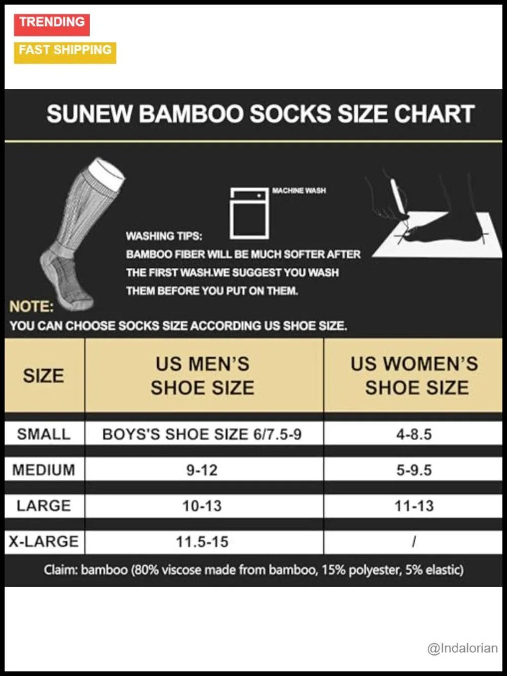 6 Pairs Viscose Bamboo Socks, Unisex Cushioned Comfortable Crew Workout Hiking